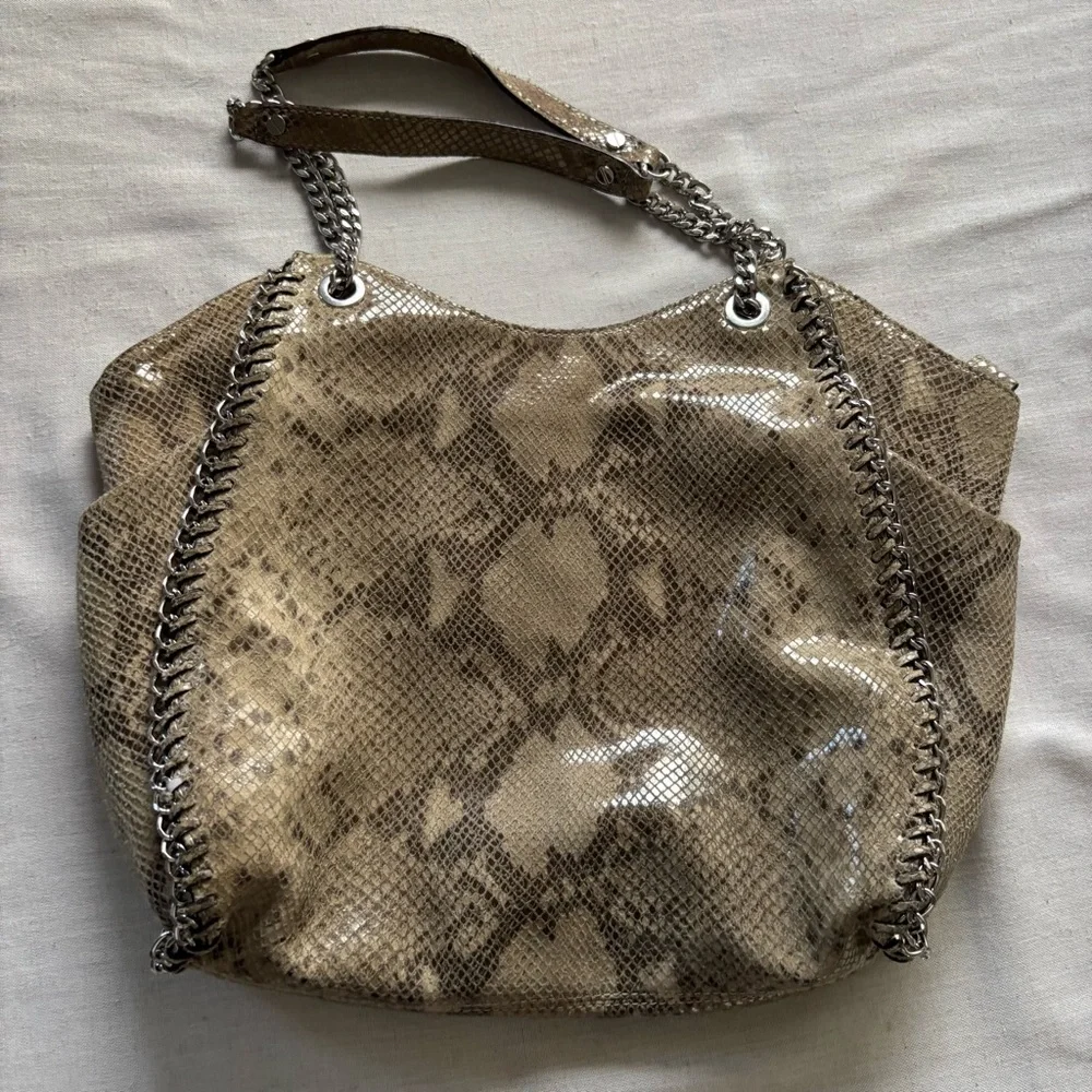 Michael Kors Jet Set Chain Faux Snakeskin Shoulder Tote - Picture 7 of 11